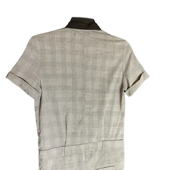 Vintage Yi Mei Er Short Sleeve Jumpsuit Office Black Gray Plaid Size Small - Picture 7 of 8